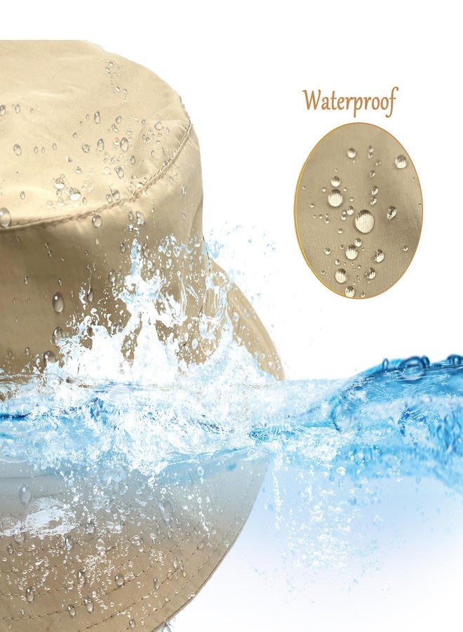 ZMD Waterproof Bucket Hat for Women Men Foldable Outdoor Fishing Rain Hats Quick Dry Packable Sun Hat UV Protection Summer Beach Fishing Hiking, Khaki - Image 4